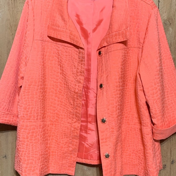 Coral Textured Women's jacket snap closure Allison Daley 16P - Picture 7 of 7
